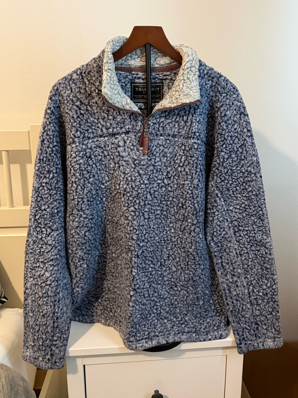 True Grit Men's Blue Sherpa Quarter-Zip with Cream Collar